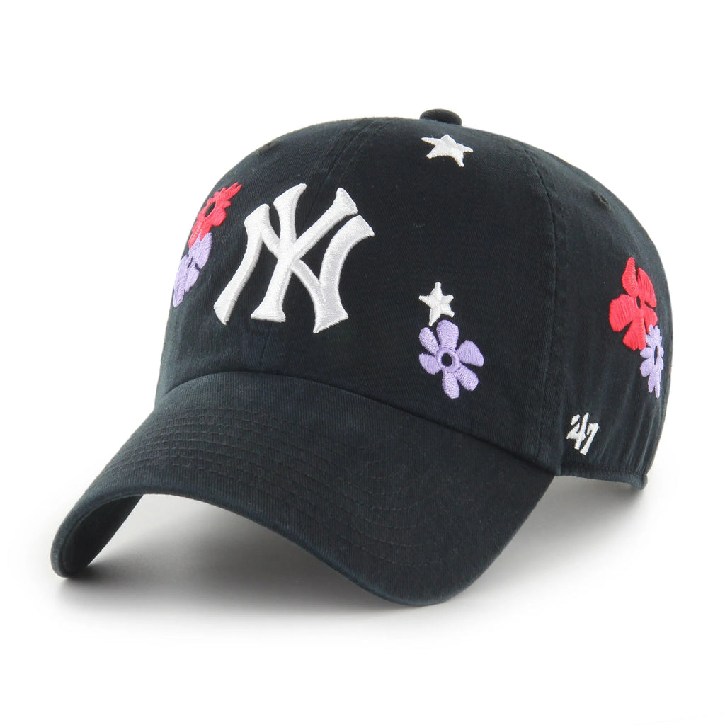 MLB NEW YORK YANKEES FLORA ’47 CLEAN UP BLACK CAP - FAM