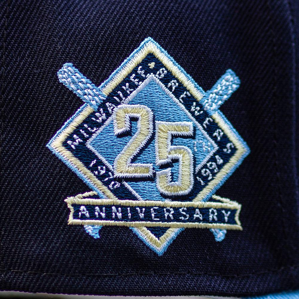NEW ERA 59FIFTY MILWAUKEE BREWERS 25th ANNIVERSARY TWO TONE / SOFT YELLOW UV FITTED CAP - FAM