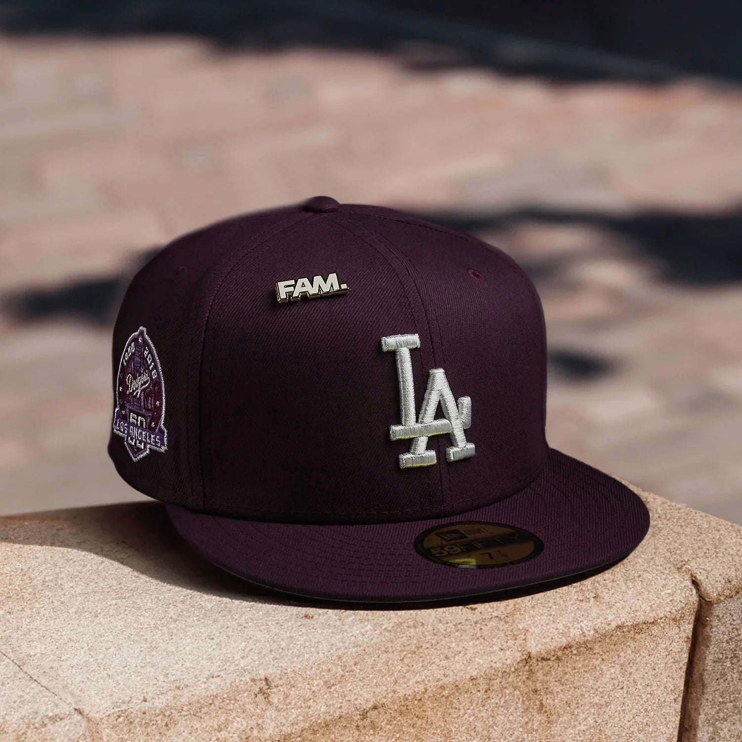 NEW ERA 59FIFTY MLB 60TH ANNIVERSARY LOS ANGELES DODGERS PLUM / GRAY UV FITTED CAP