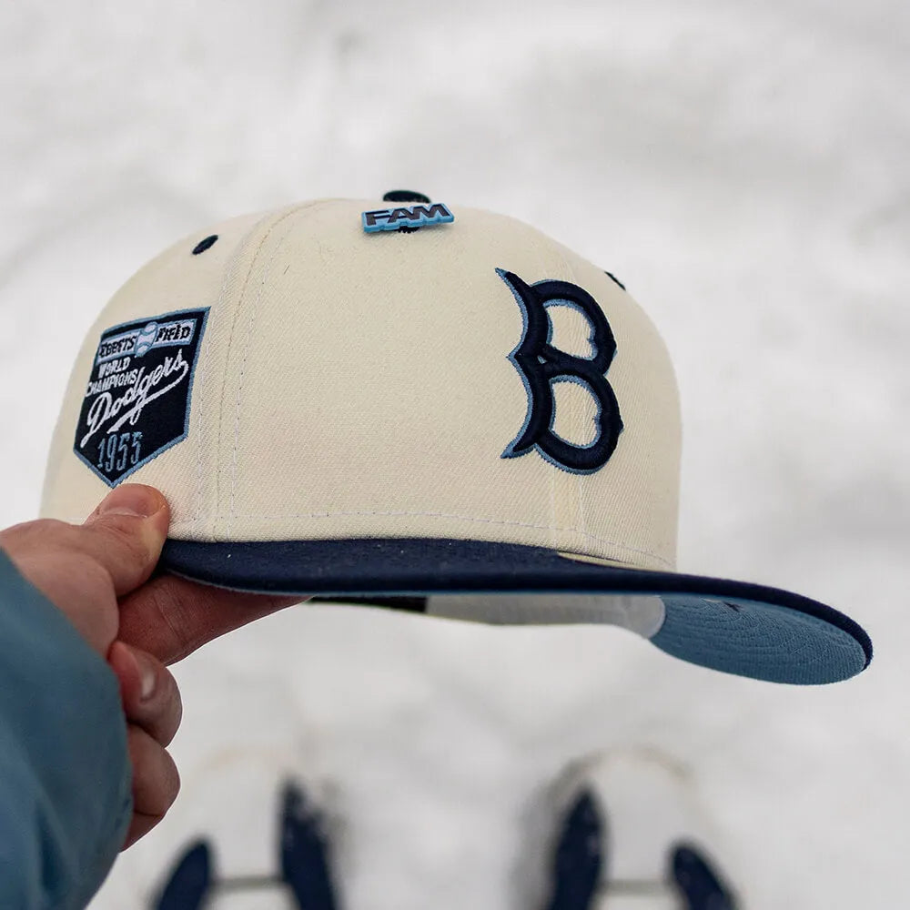 NEW ERA 59FIFTY MLB BROOKLYN DODGERS EBBETS FIELD 1955 TWO TONE/ SKY BLUE UV - FAM