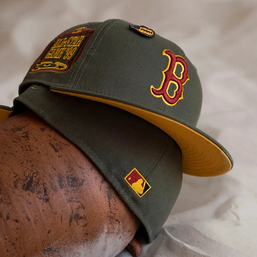NEW ERA 59FIFTY MLB BOSTON RED SOX ALL STAR GAME 1999 OLIVE / YELLOW UV FITTED CAP - FAM
