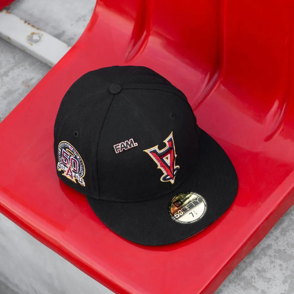 NEW ERA 59FIFTY MLB ANAHEIM ANGELS UPSIDE DOWN BLACK / GREY UV FITTED CAP - FAM