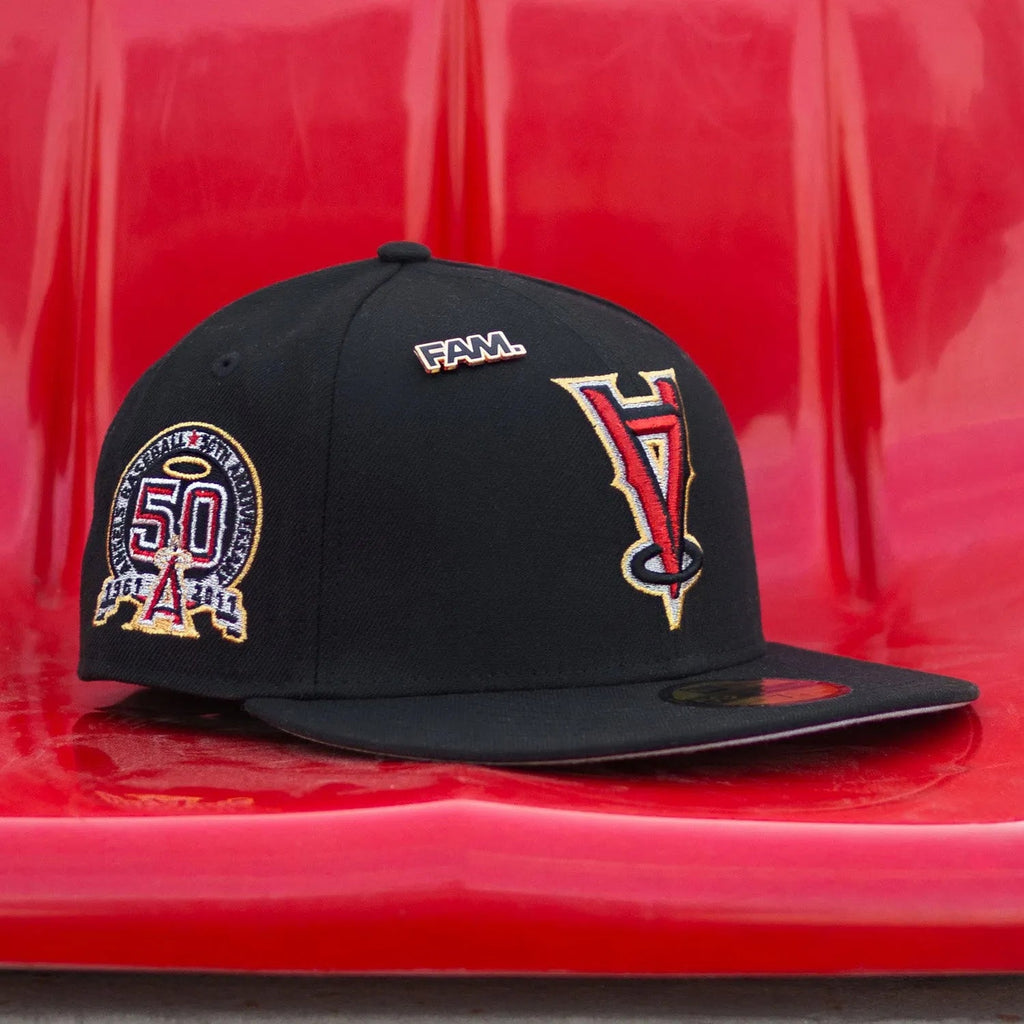 NEW ERA 59FIFTY MLB ANAHEIM ANGELS UPSIDE DOWN BLACK / GREY UV FITTED CAP - FAM