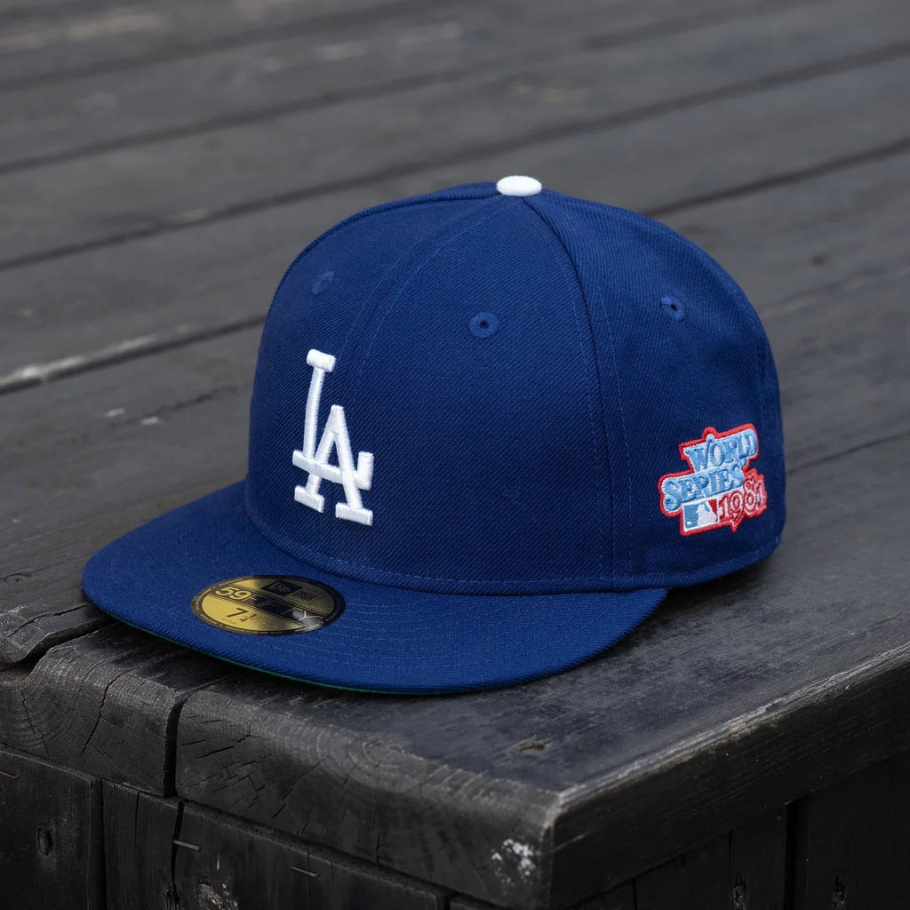 NEW ERA 59FIFTY MLB LOS ANGELES DODGERS WORLD SERIES 1981 WOOL ROYAL / KELLY GREEN UV FITTED CAP